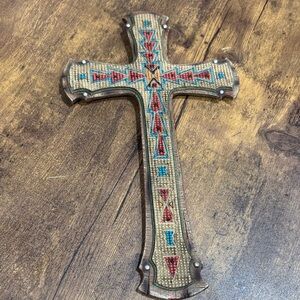 Decorative Beaded Cross Wall Accent